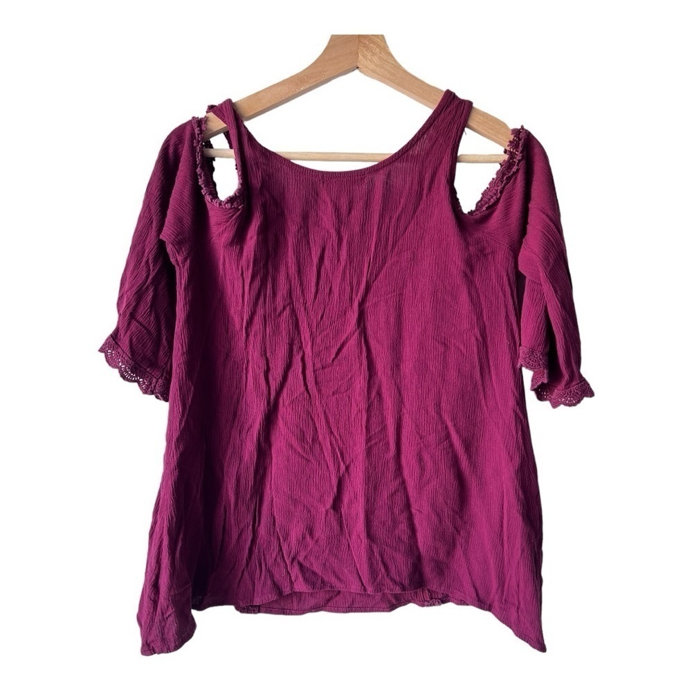 Women's red tank top blouse love on the boho bell indigo flared  vintage S.